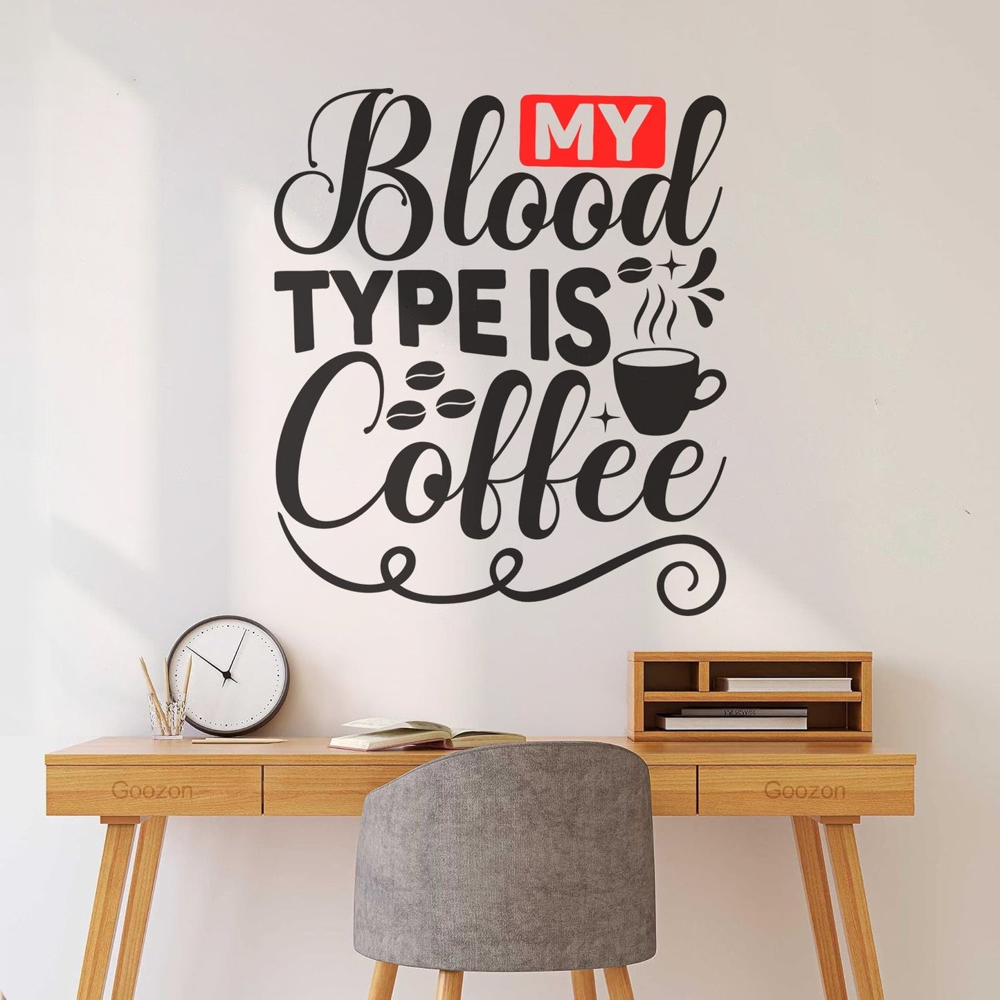 Wall Stickers Paster Paper My Blood Type Is Coffee Phrase Cafe Calligraphy Can Modify And Add Information