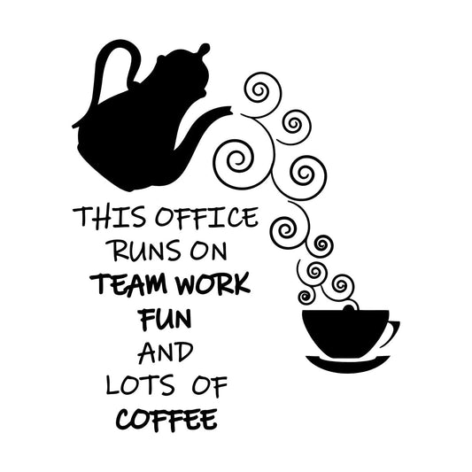 Wall Vinyl Sticker Decor Office Break Team Work Teamwork Coffee Quote Words Phrase Art Decoration
