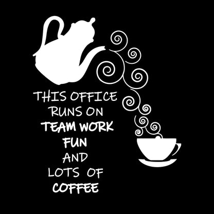 Wall Vinyl Sticker Decor Office Break Team Work Teamwork Coffee Quote Words Phrase Art Decoration