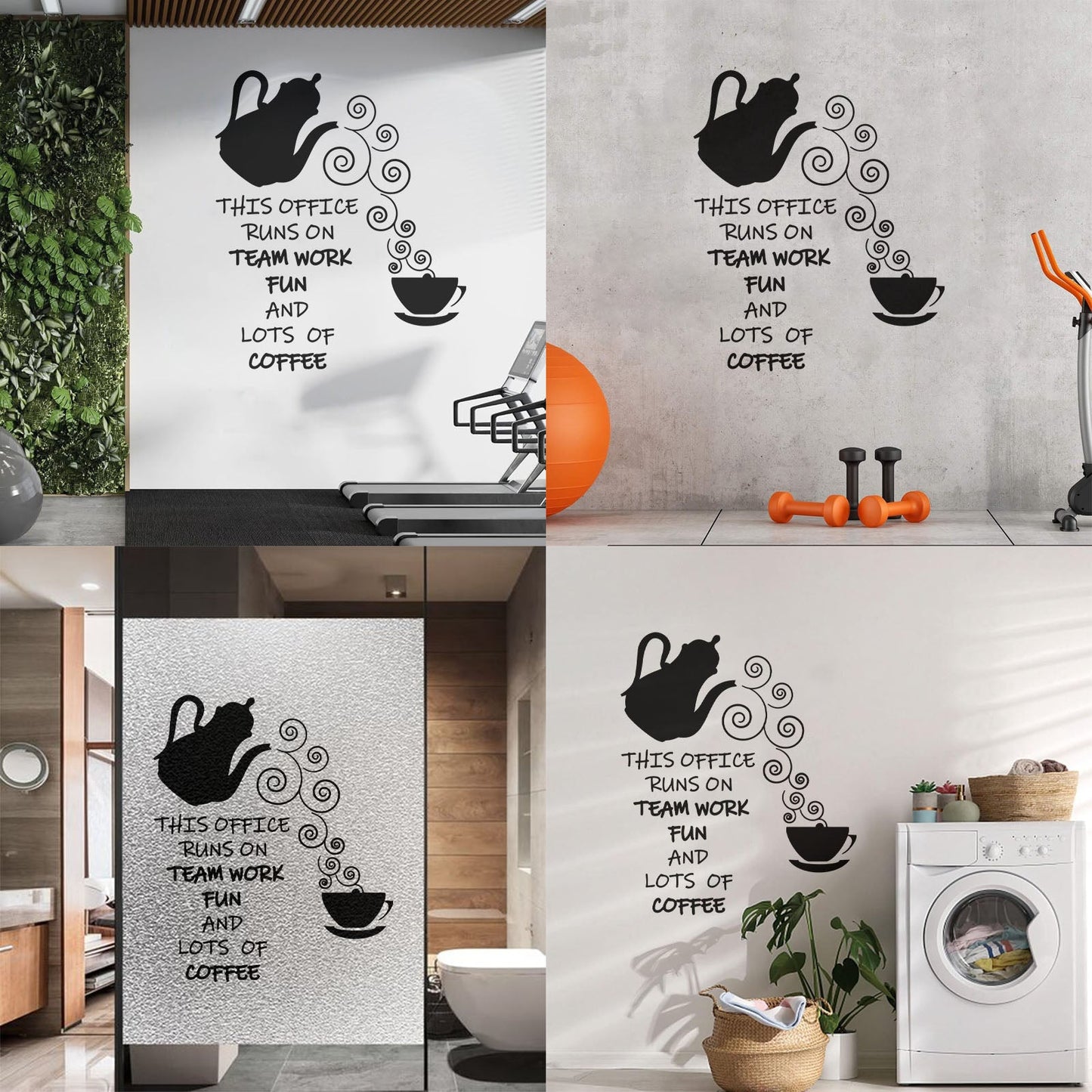 Wall Vinyl Sticker Decor Office Break Team Work Teamwork Coffee Quote Words Phrase Art Decoration