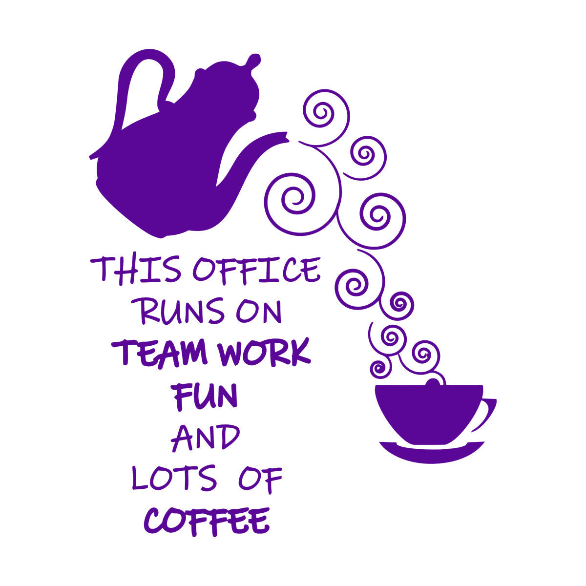 Wall Vinyl Sticker Decor Office Break Team Work Teamwork Coffee Quote Words Phrase Art Decoration