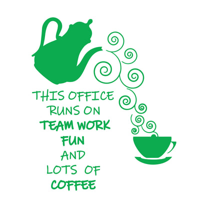 Wall Vinyl Sticker Decor Office Break Team Work Teamwork Coffee Quote Words Phrase Art Decoration