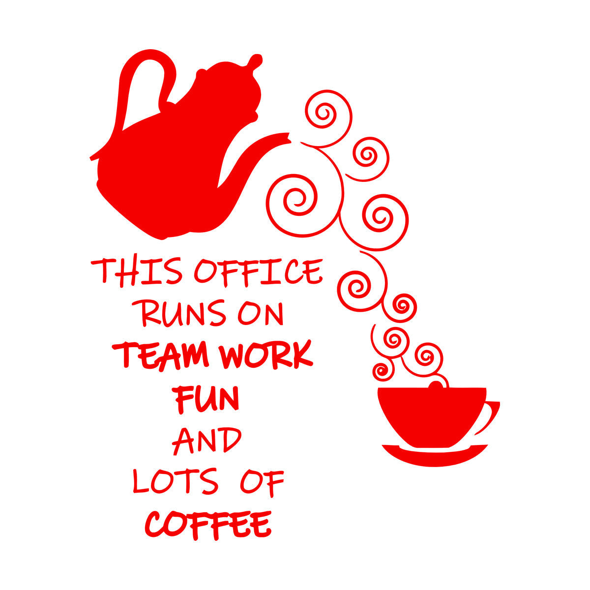 Wall Vinyl Sticker Decor Office Break Team Work Teamwork Coffee Quote Words Phrase Art Decoration