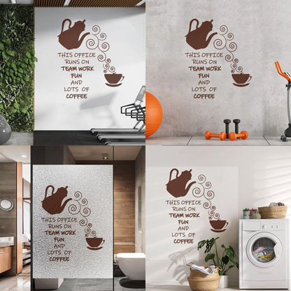 Wall Vinyl Sticker Decor Office Break Team Work Teamwork Coffee Quote Words Phrase Art Decoration