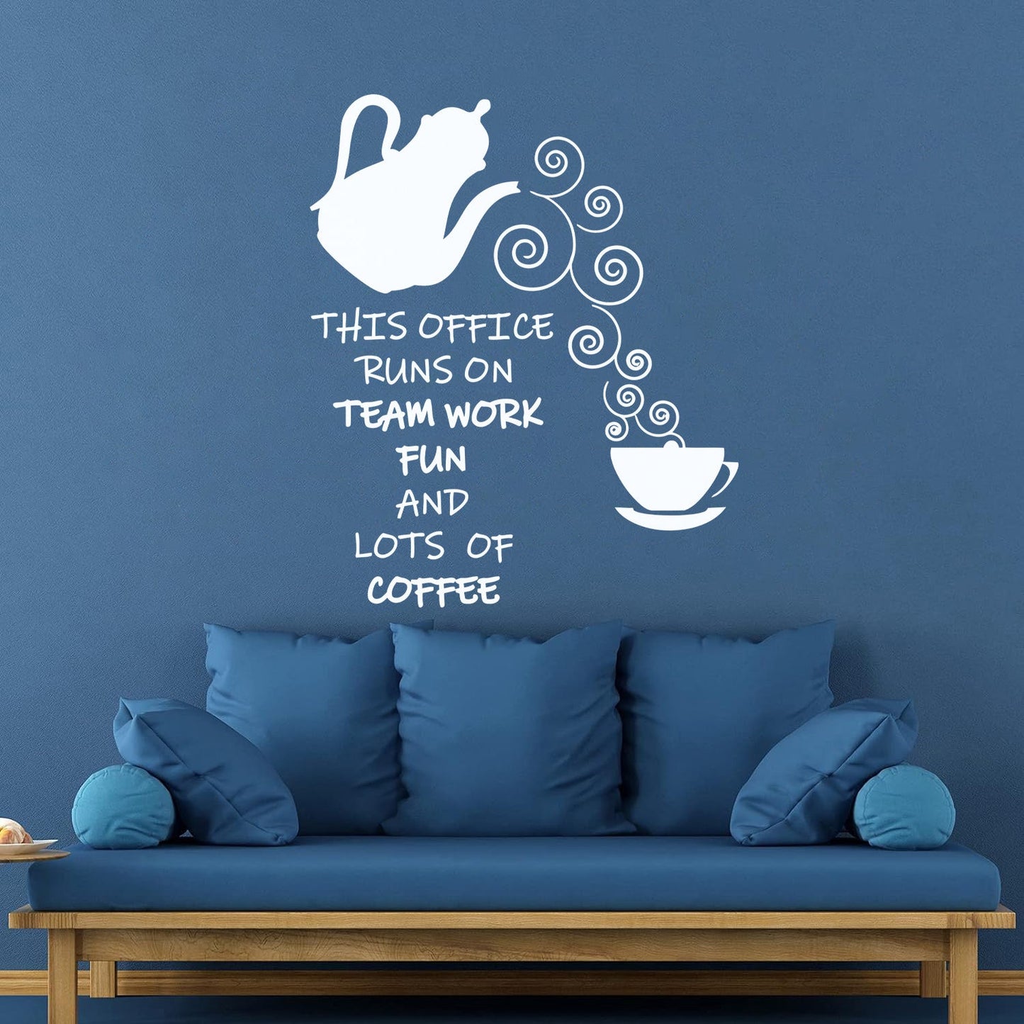 Wall Vinyl Sticker Decor Office Break Team Work Teamwork Coffee Quote Words Phrase Art Decoration