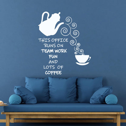 Wall Vinyl Sticker Decor Office Break Team Work Teamwork Coffee Quote Words Phrase Art Decoration