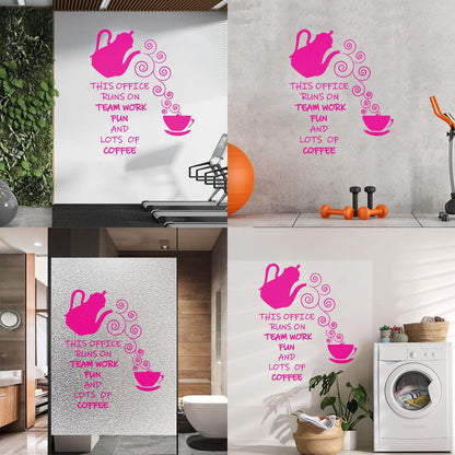 Wall Vinyl Sticker Decor Office Break Team Work Teamwork Coffee Quote Words Phrase Art Decoration