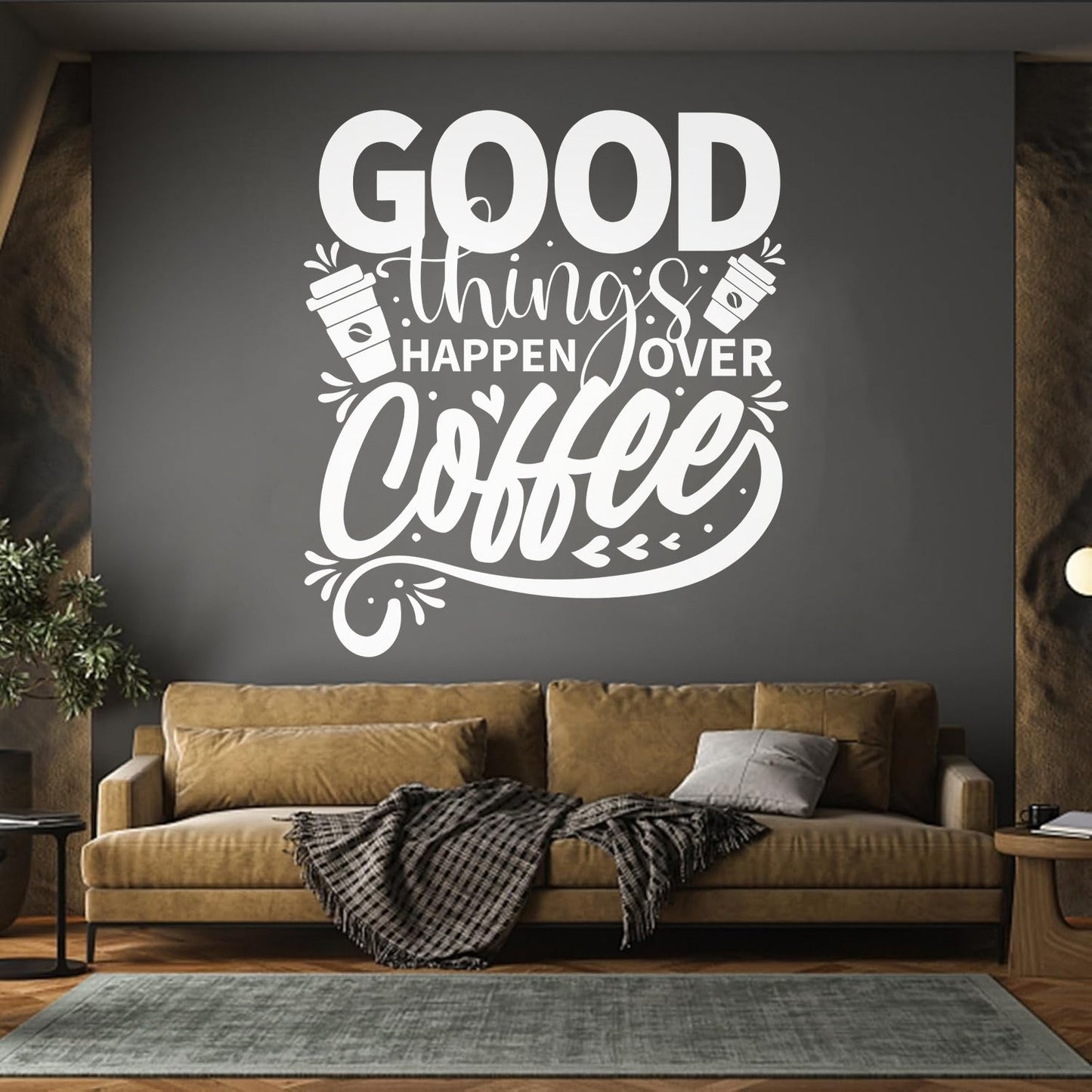 Phrase Good Things Coffee House Cafe Poster Fine Carving Decals Window Decals