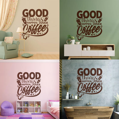 Phrase Good Things Coffee House Cafe Poster Fine Carving Decals Window Decals