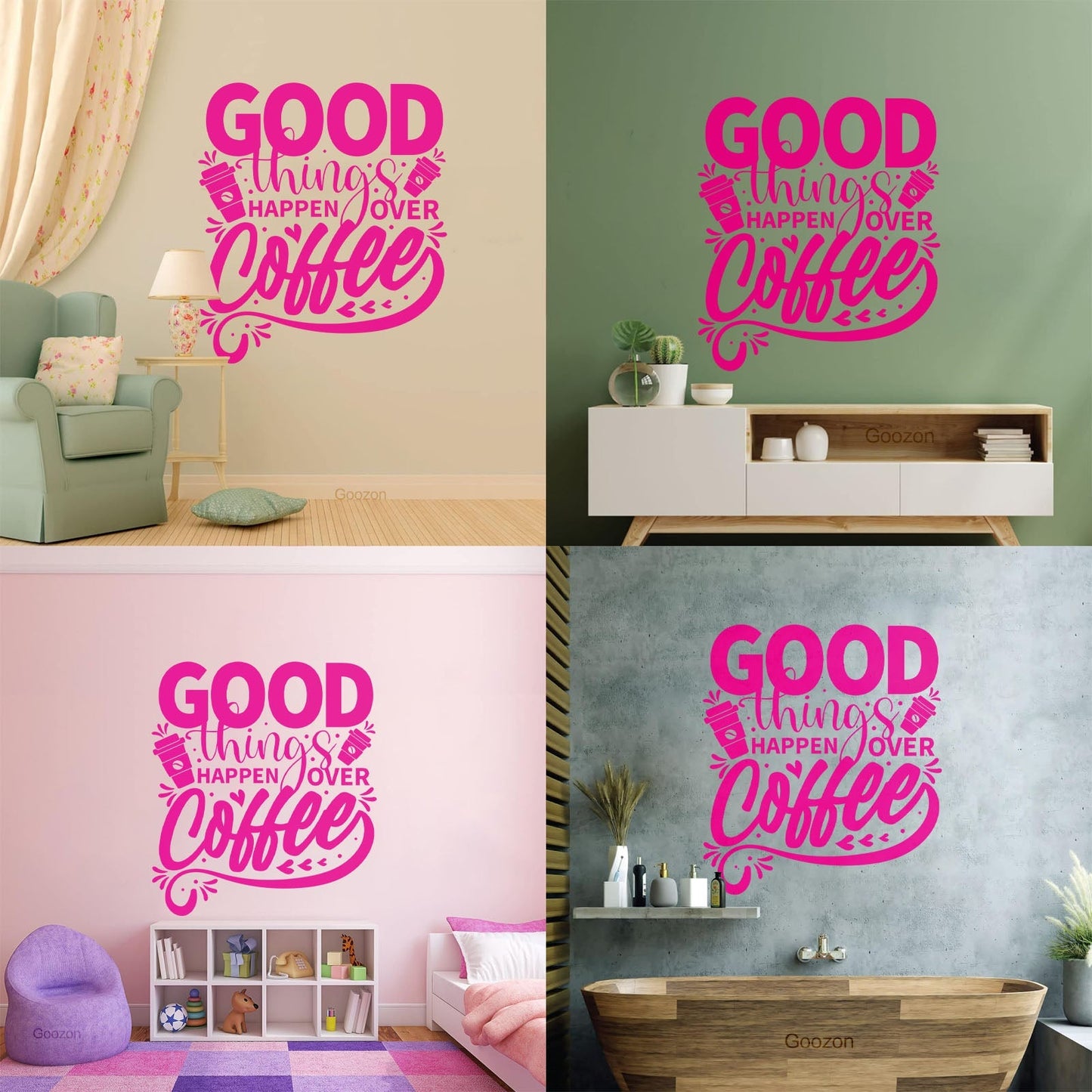 Phrase Good Things Coffee House Cafe Poster Fine Carving Decals Window Decals