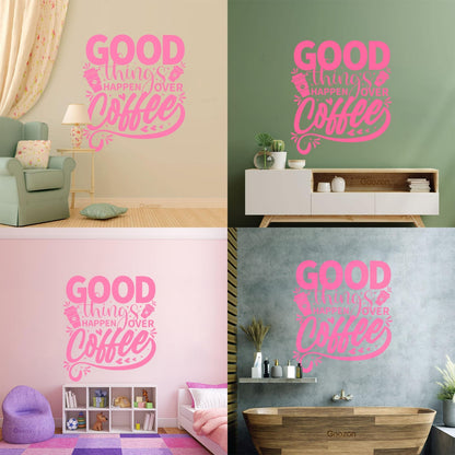 Phrase Good Things Coffee House Cafe Poster Fine Carving Decals Window Decals