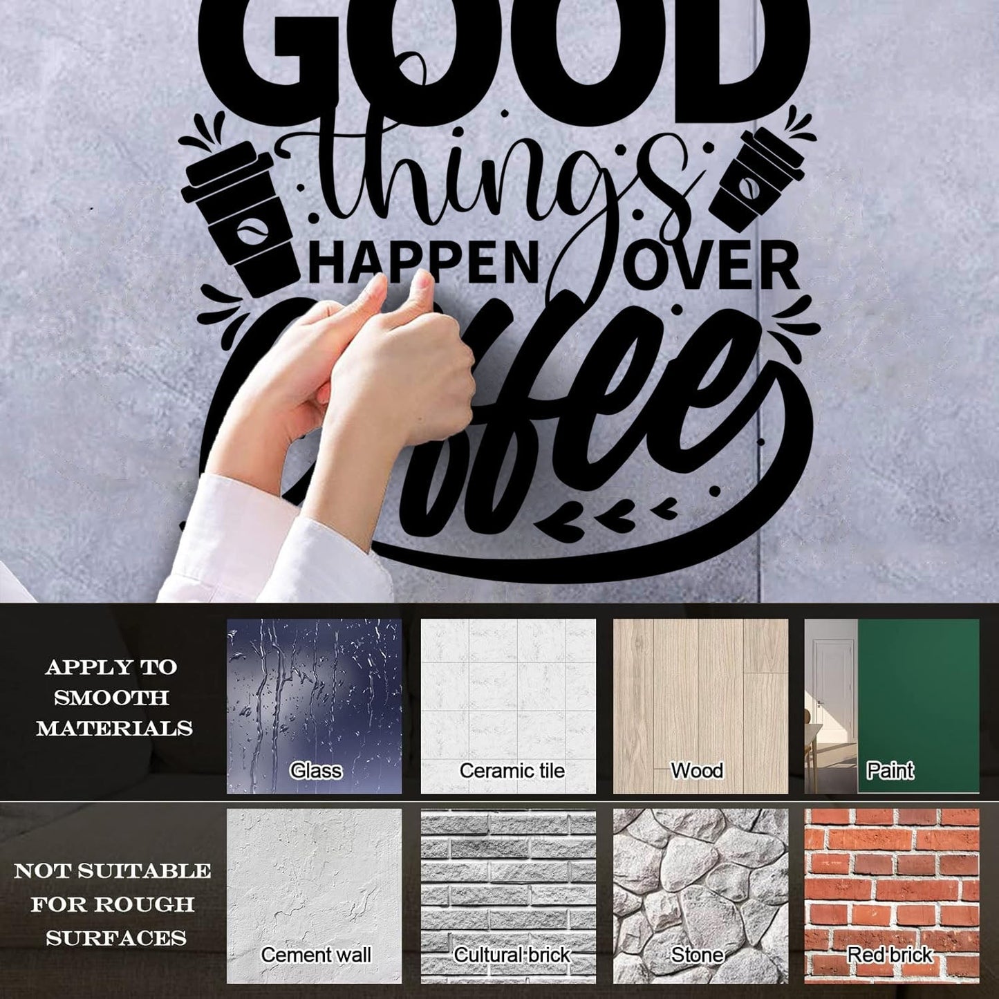 Phrase Good Things Coffee House Cafe Poster Fine Carving Decals Window Decals