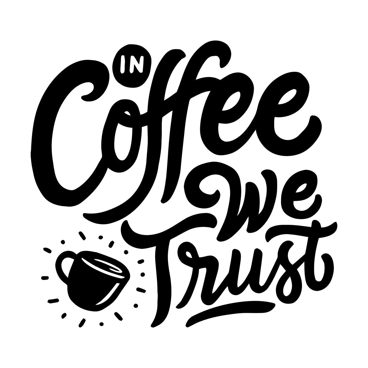 Vinyl Art Sticker Phrase Coffee We Trust Cafe Kitchen Drink Glass Stickers