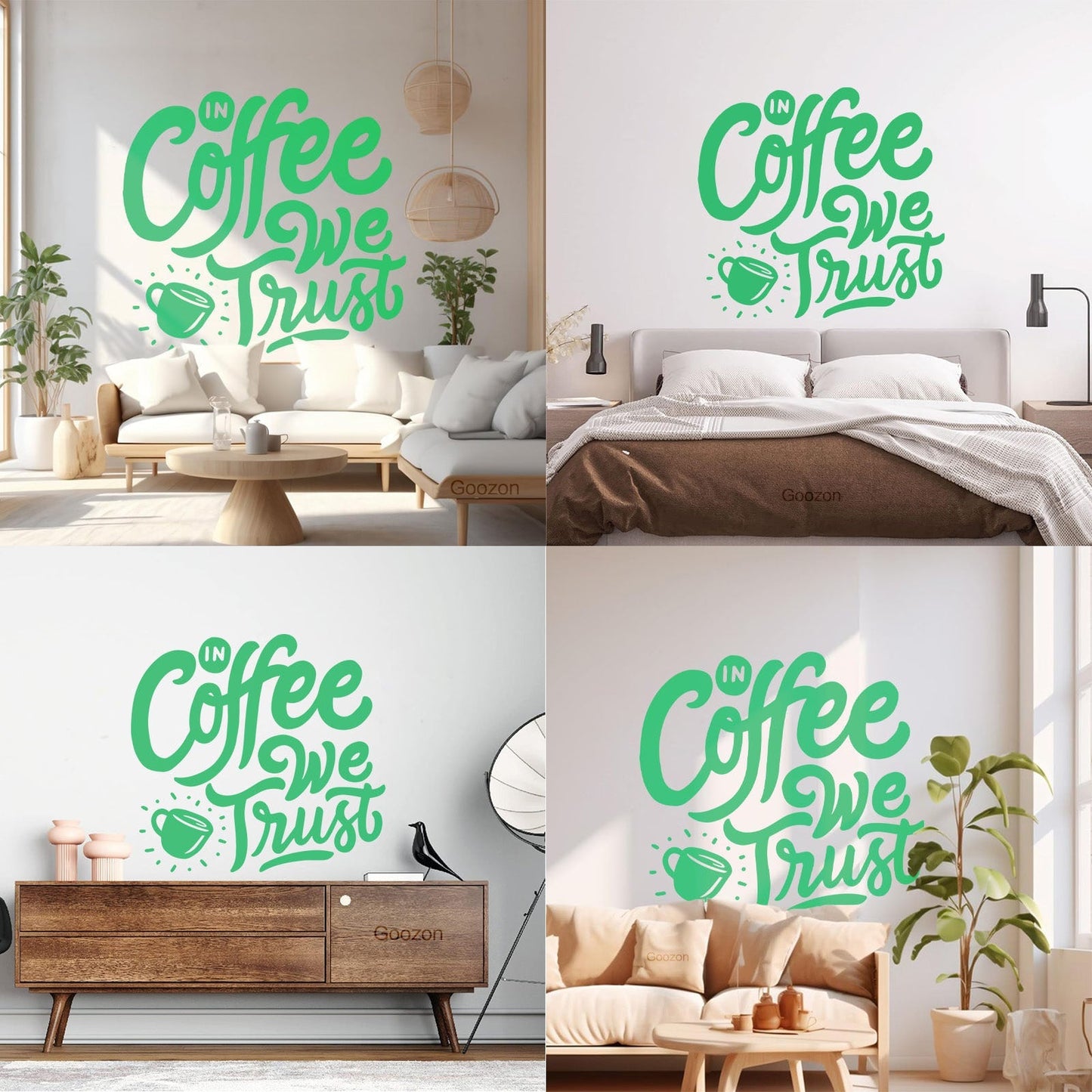 Vinyl Art Sticker Phrase Coffee We Trust Cafe Kitchen Drink Glass Stickers