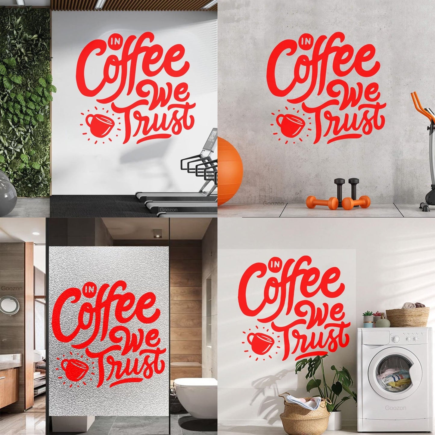 Vinyl Art Sticker Phrase Coffee We Trust Cafe Kitchen Drink Glass Stickers