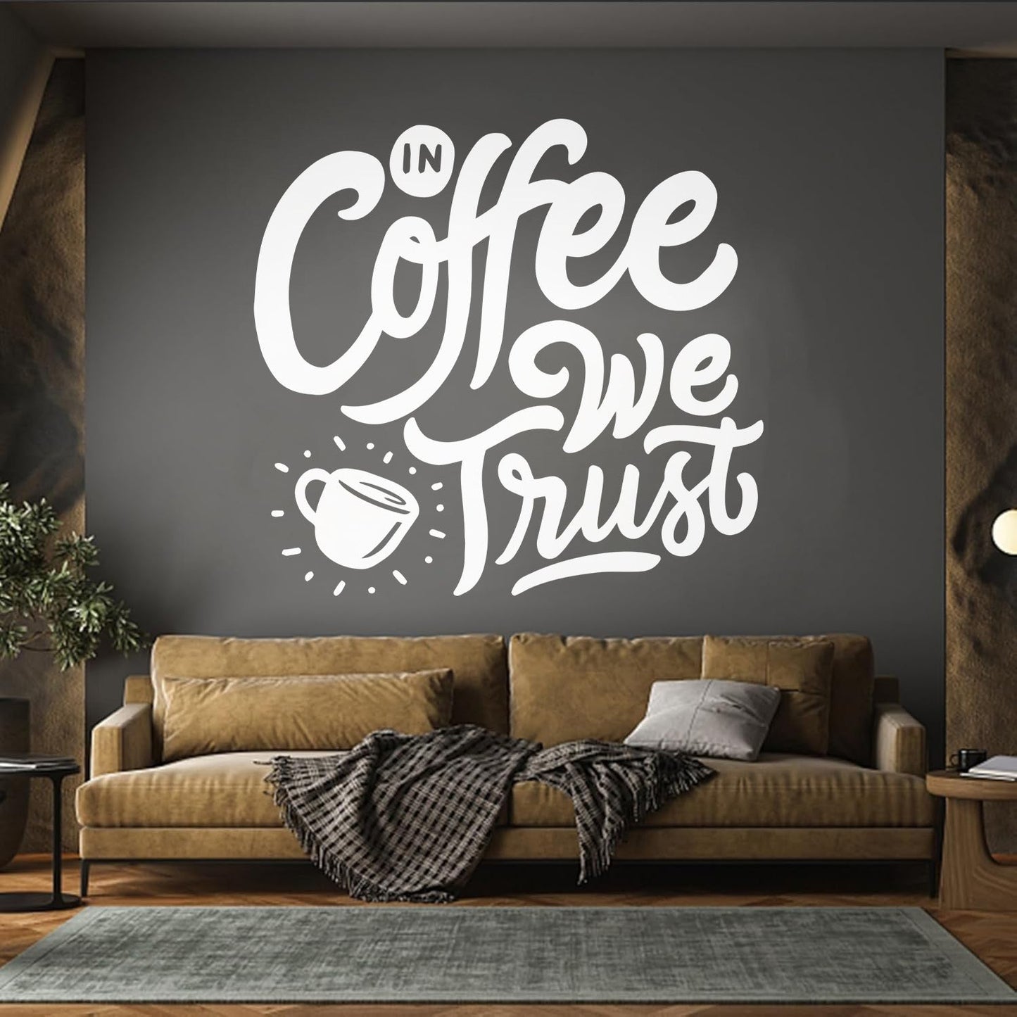 Vinyl Art Sticker Phrase Coffee We Trust Cafe Kitchen Drink Glass Stickers