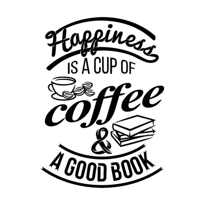 Wall Decals Pvc Quote Happiness Book Coffee Cup Cafe Bar Removable Without Leaving Glue