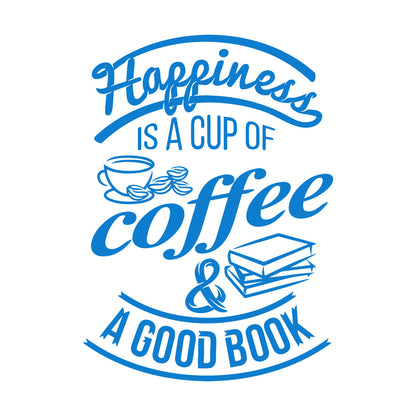 Wall Decals Pvc Quote Happiness Book Coffee Cup Cafe Bar Removable Without Leaving Glue