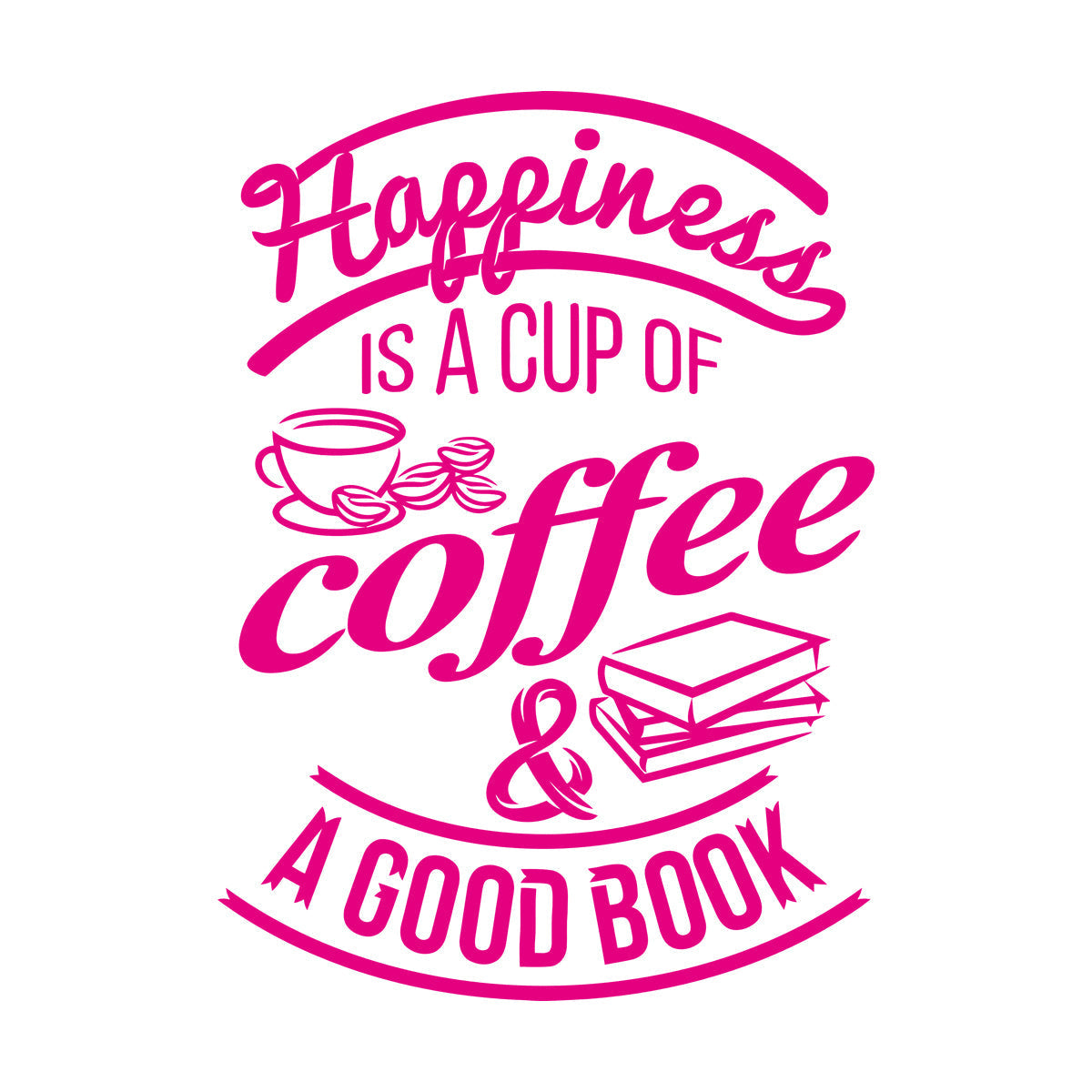 Wall Decals Pvc Quote Happiness Book Coffee Cup Cafe Bar Removable Without Leaving Glue
