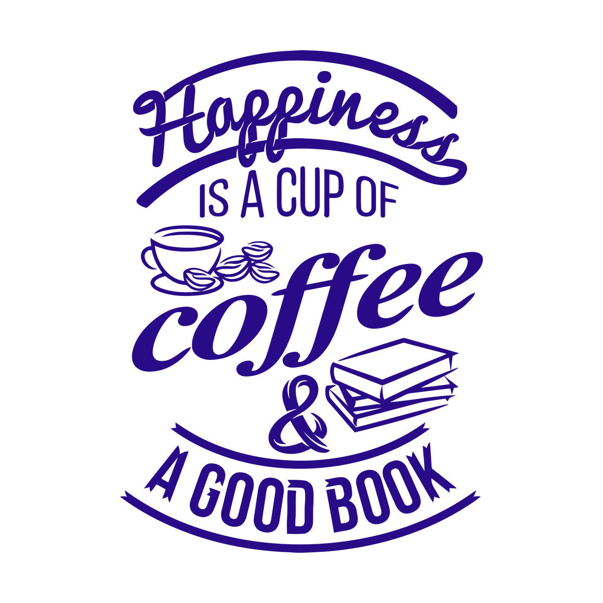 Wall Decals Pvc Quote Happiness Book Coffee Cup Cafe Bar Removable Without Leaving Glue