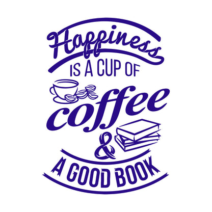 Wall Decals Pvc Quote Happiness Book Coffee Cup Cafe Bar Removable Without Leaving Glue