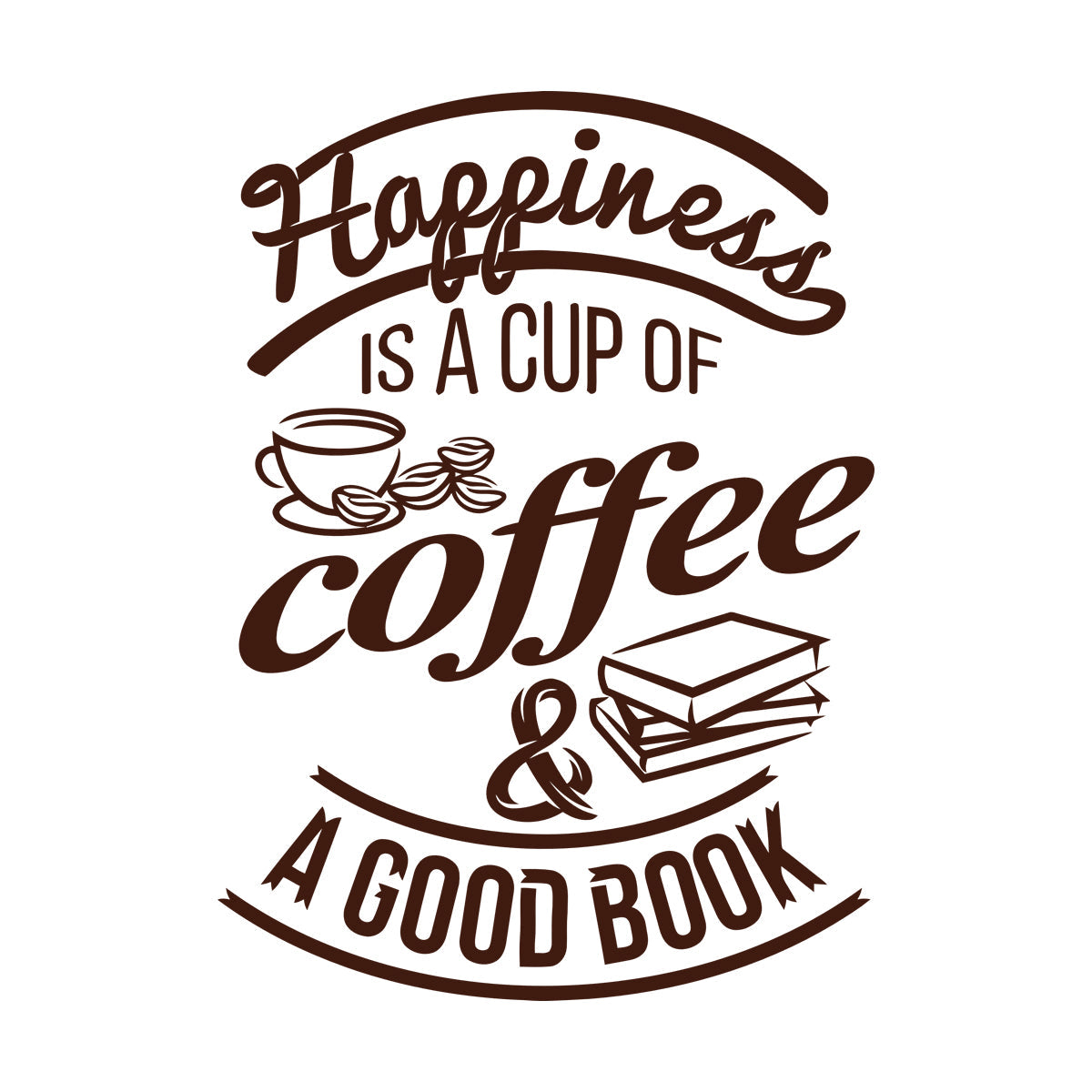 Wall Decals Pvc Quote Happiness Book Coffee Cup Cafe Bar Removable Without Leaving Glue