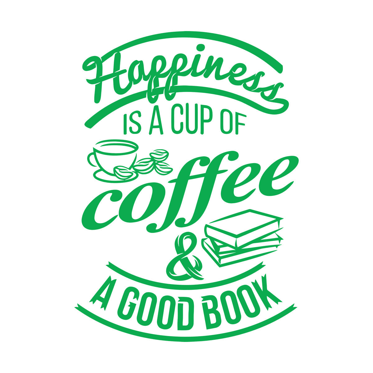 Wall Decals Pvc Quote Happiness Book Coffee Cup Cafe Bar Removable Without Leaving Glue
