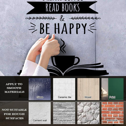 Lettering Stickers Reading Corner Quote Library Coffee Shop Lover Books Self Adhesive