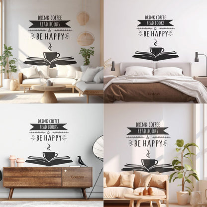 Lettering Stickers Reading Corner Quote Library Coffee Shop Lover Books Self Adhesive