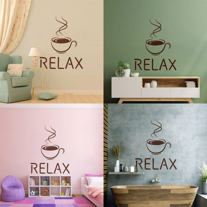 Relax Caffe Coffee Cup Hot Steam Coffee House Wall Decals Paster Paper Do Not Damage The Wall Surface