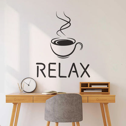 Relax Caffe Coffee Cup Hot Steam Coffee House Wall Decals Paster Paper Do Not Damage The Wall Surface
