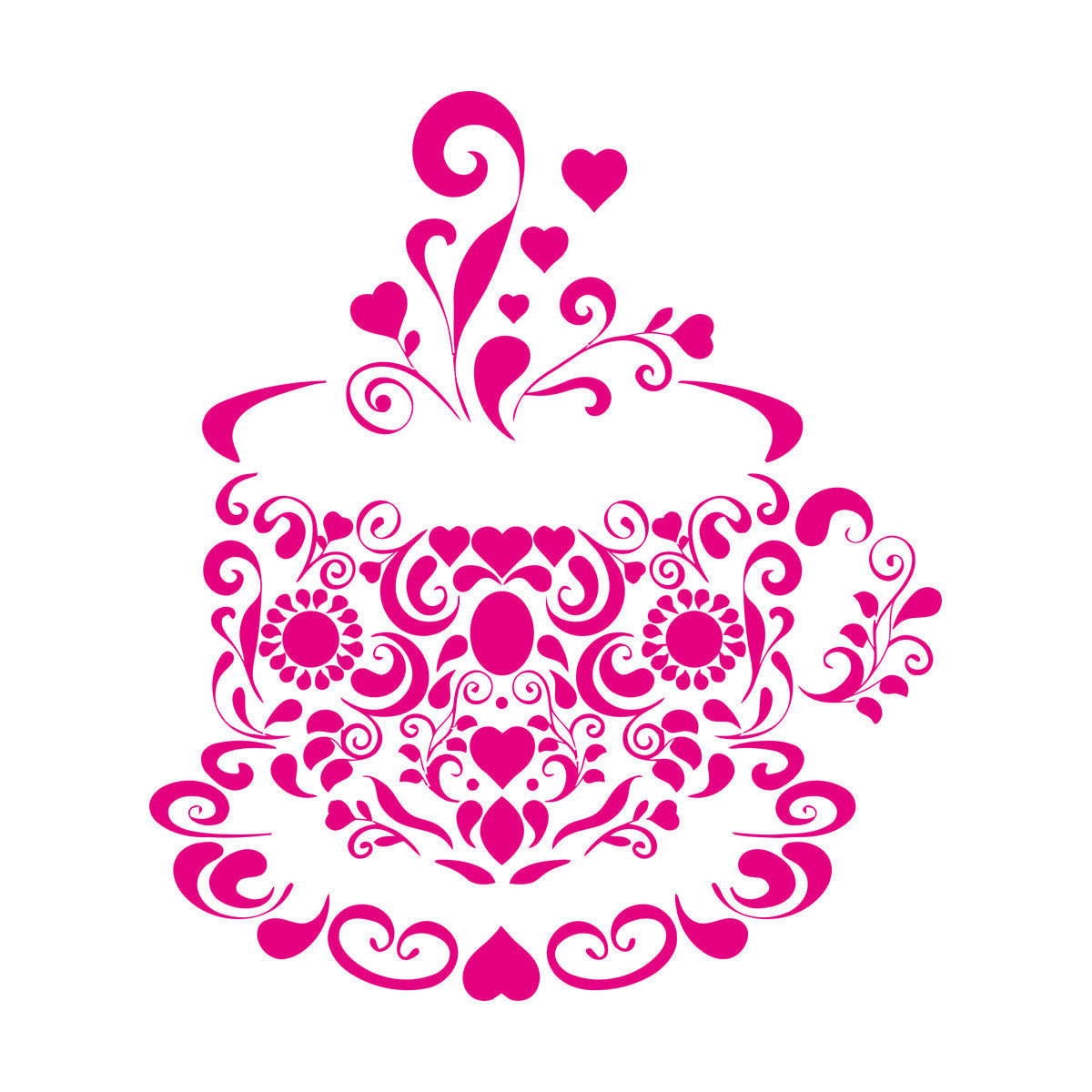 Vinyl Wall Stickers Tea Coffee Cup Patterns Kitchen Multi Color Selection