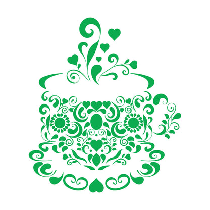 Vinyl Wall Stickers Tea Coffee Cup Patterns Kitchen Multi Color Selection