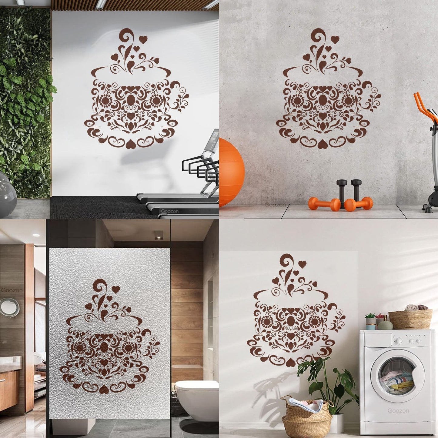 Vinyl Wall Stickers Tea Coffee Cup Patterns Kitchen Multi Color Selection