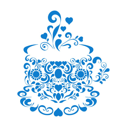 Vinyl Wall Stickers Tea Coffee Cup Patterns Kitchen Multi Color Selection