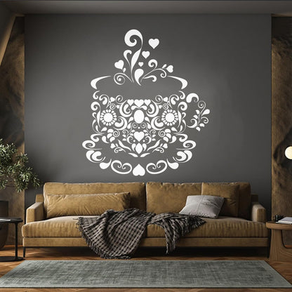 Vinyl Wall Stickers Tea Coffee Cup Patterns Kitchen Multi Color Selection