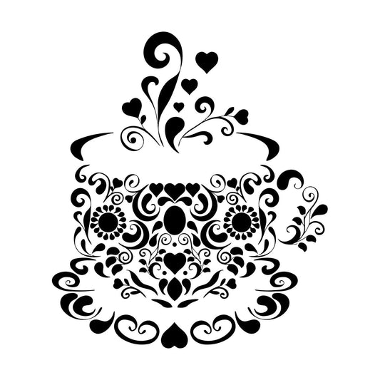 Vinyl Wall Stickers Tea Coffee Cup Patterns Kitchen Multi Color Selection