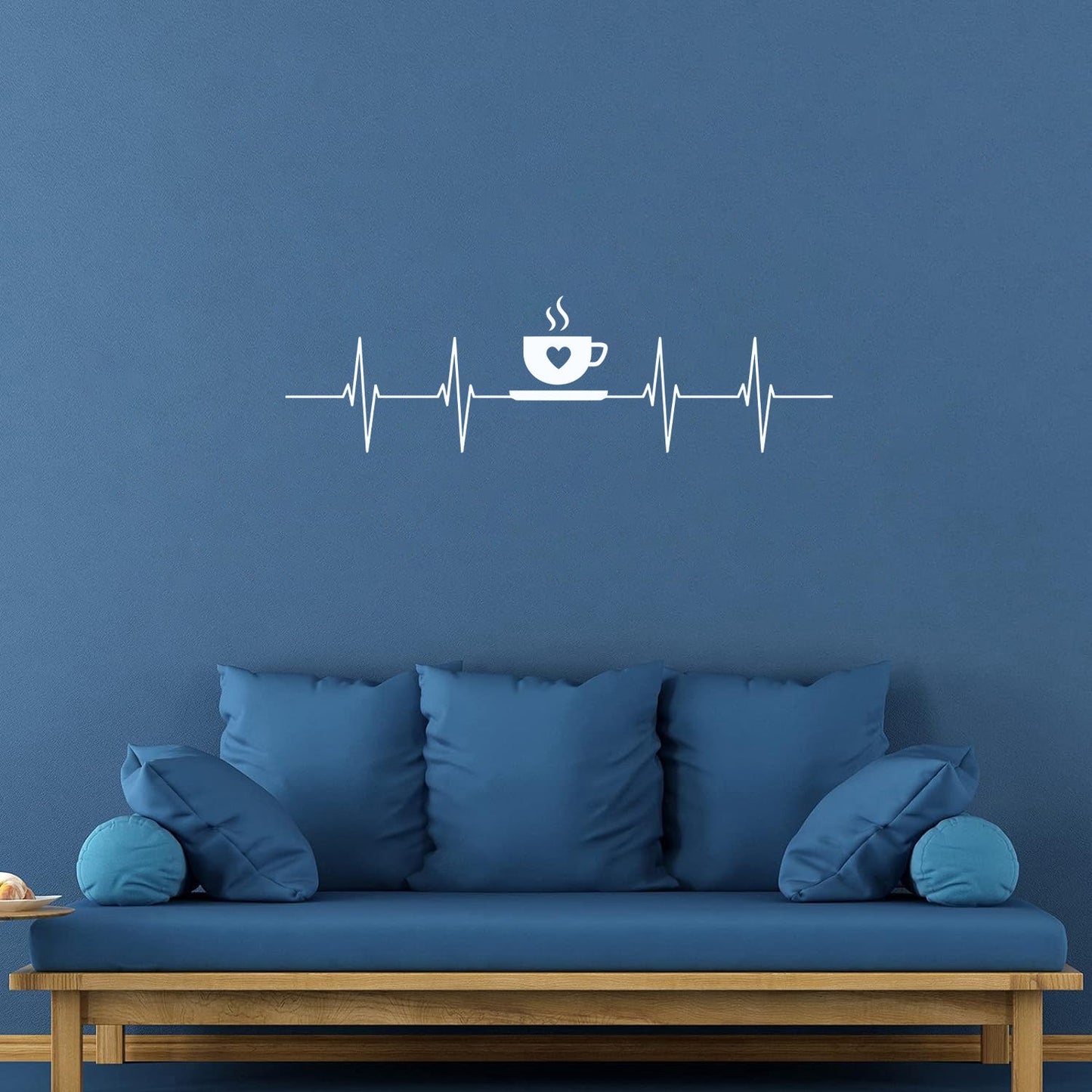 Vinyl Wall Decals Tea Coffee Time Cup Heartbeat Cafe Easy Installation