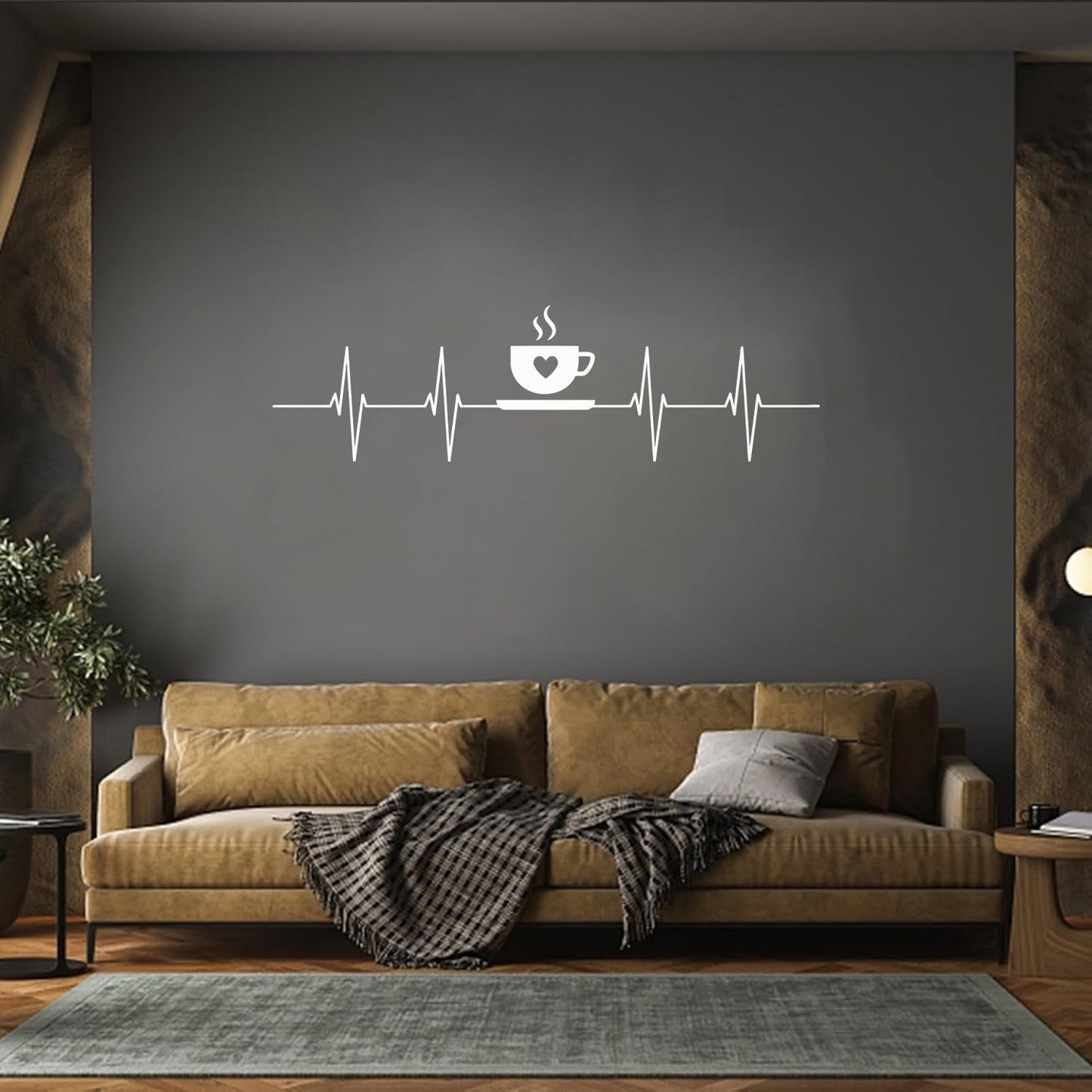 Vinyl Wall Decals Tea Coffee Time Cup Heartbeat Cafe Easy Installation