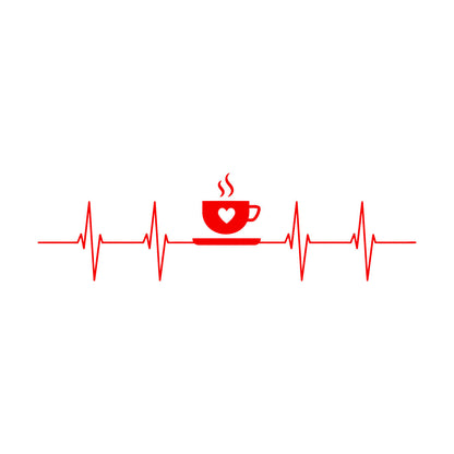 Vinyl Wall Decals Tea Coffee Time Cup Heartbeat Cafe Easy Installation
