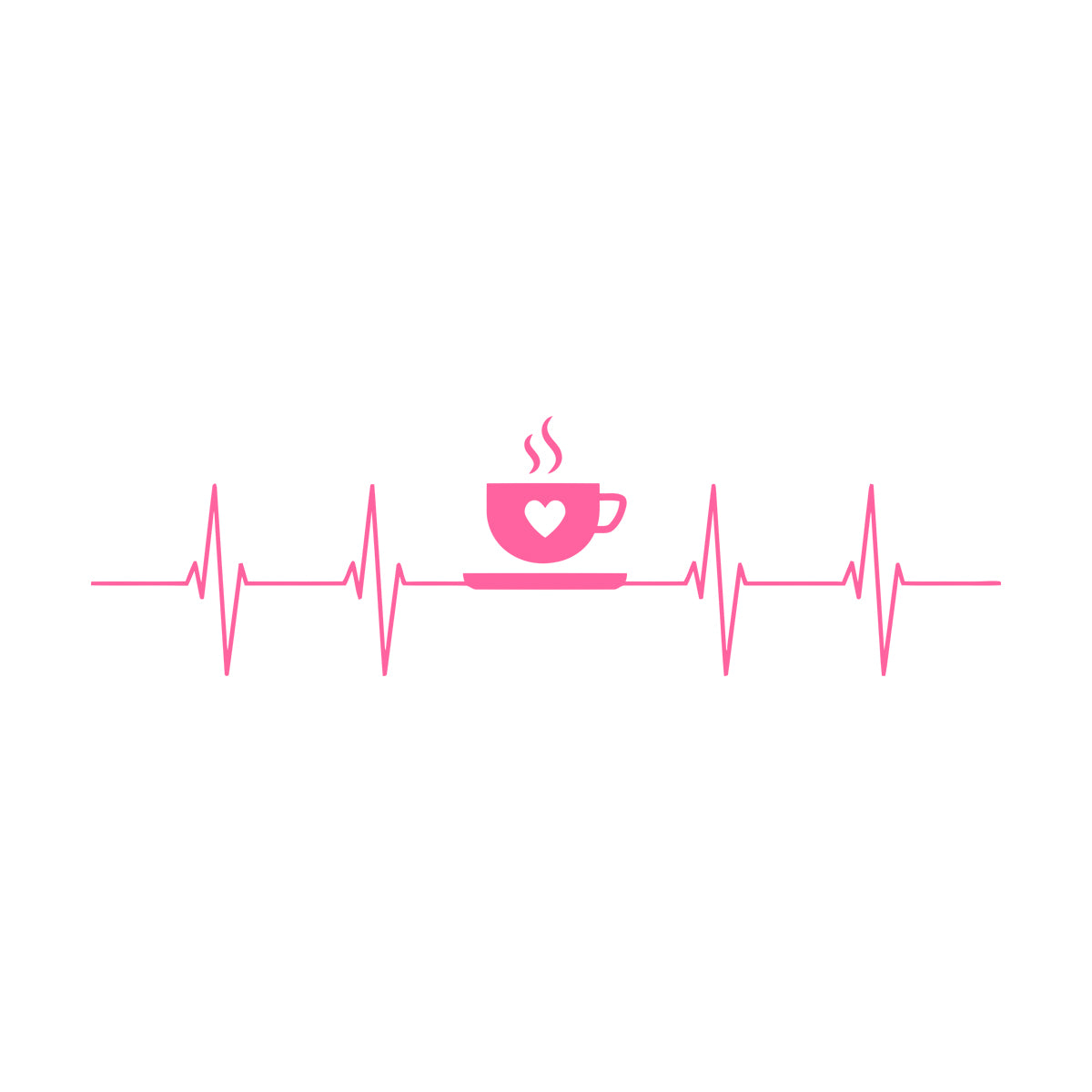 Vinyl Wall Decals Tea Coffee Time Cup Heartbeat Cafe Easy Installation