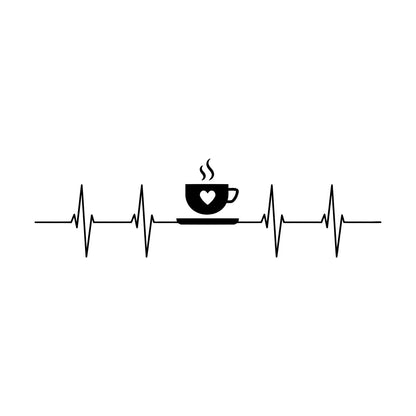 Vinyl Wall Decals Tea Coffee Time Cup Heartbeat Cafe Easy Installation