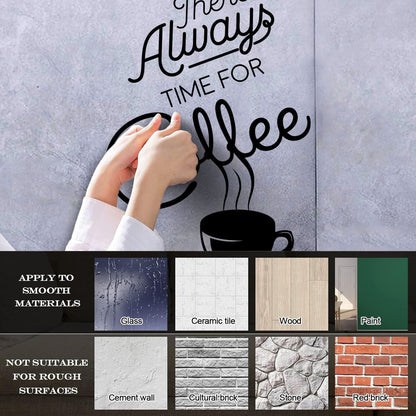 Ther'S Always Time Coffee House Quote Engraving Decals Art Mural Painting