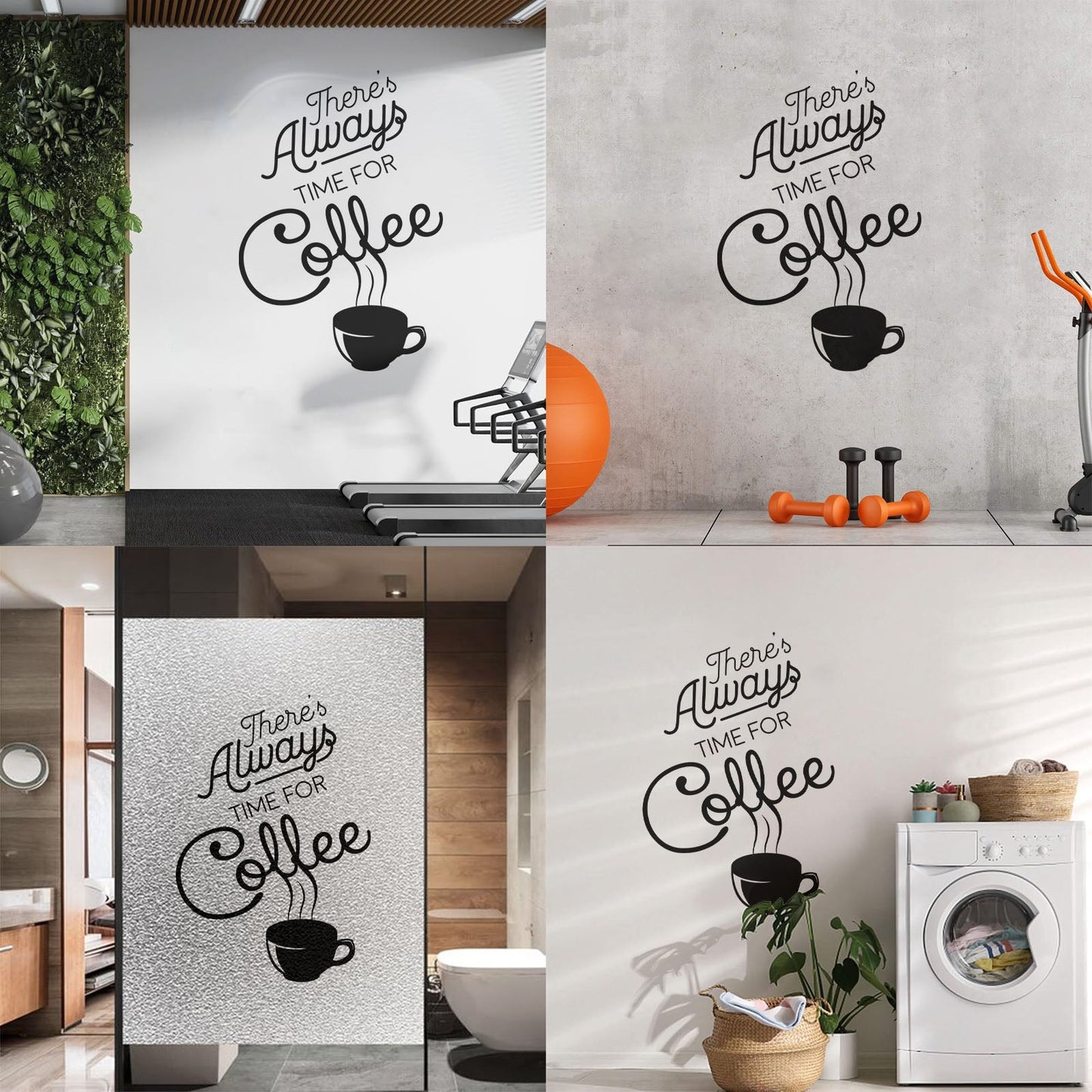 Ther'S Always Time Coffee House Quote Engraving Decals Art Mural Painting