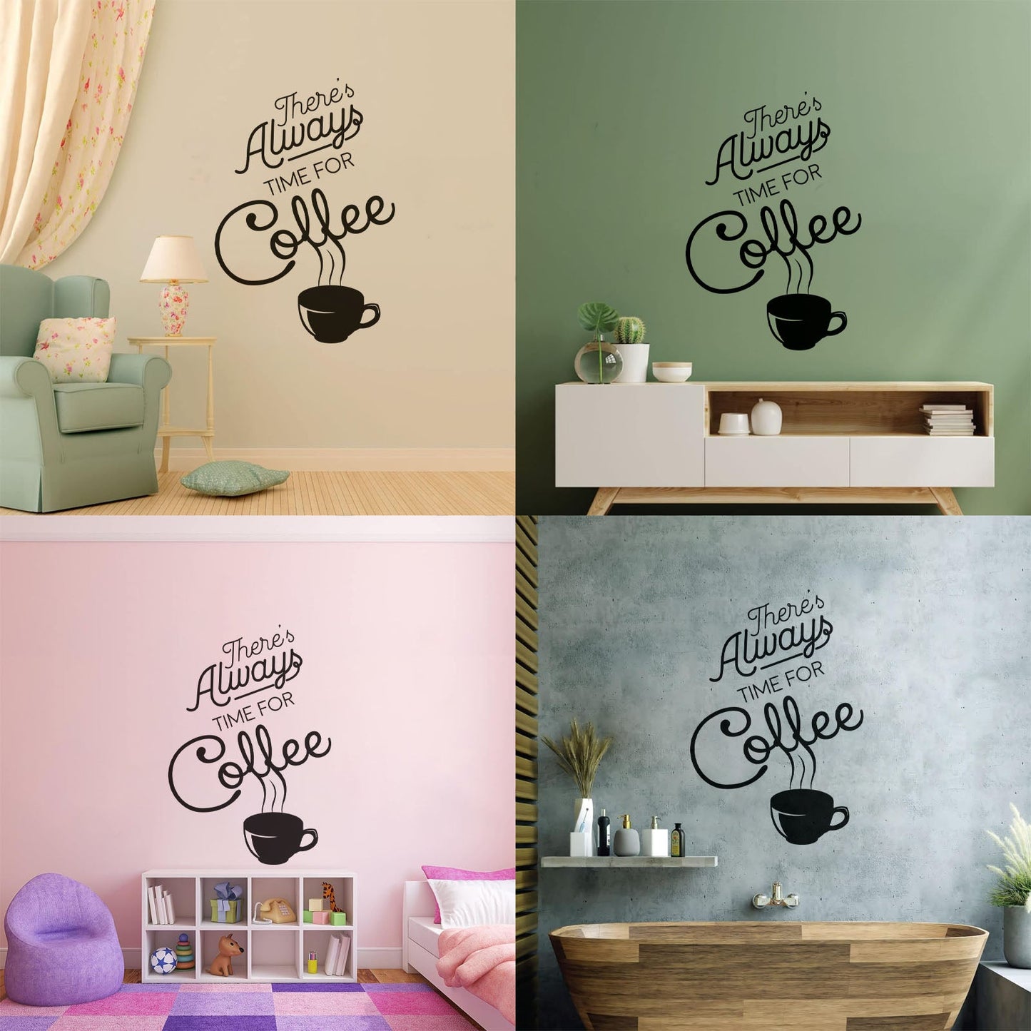 Ther'S Always Time Coffee House Quote Engraving Decals Art Mural Painting