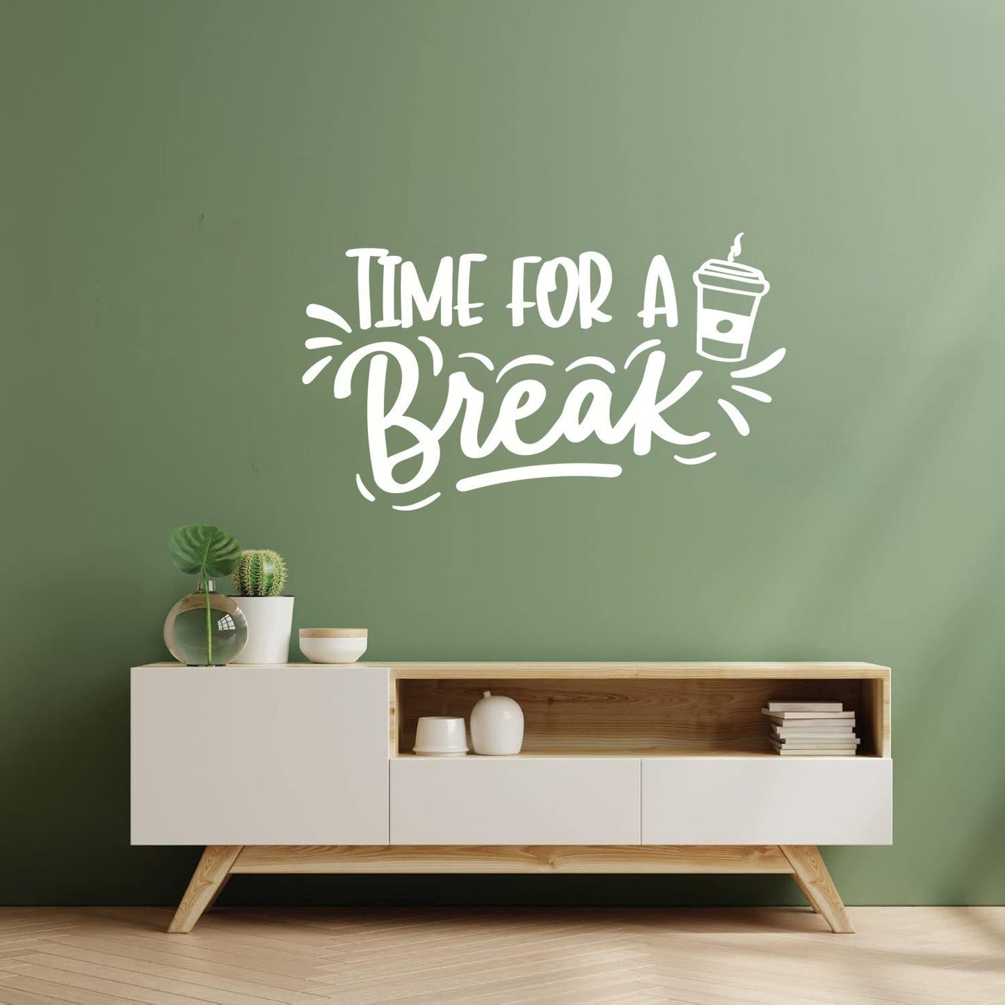 Mural And Wall Vinyl Decal Time A Break Coffee Cafe Cup Phrase Kitchen Multiple Size Options