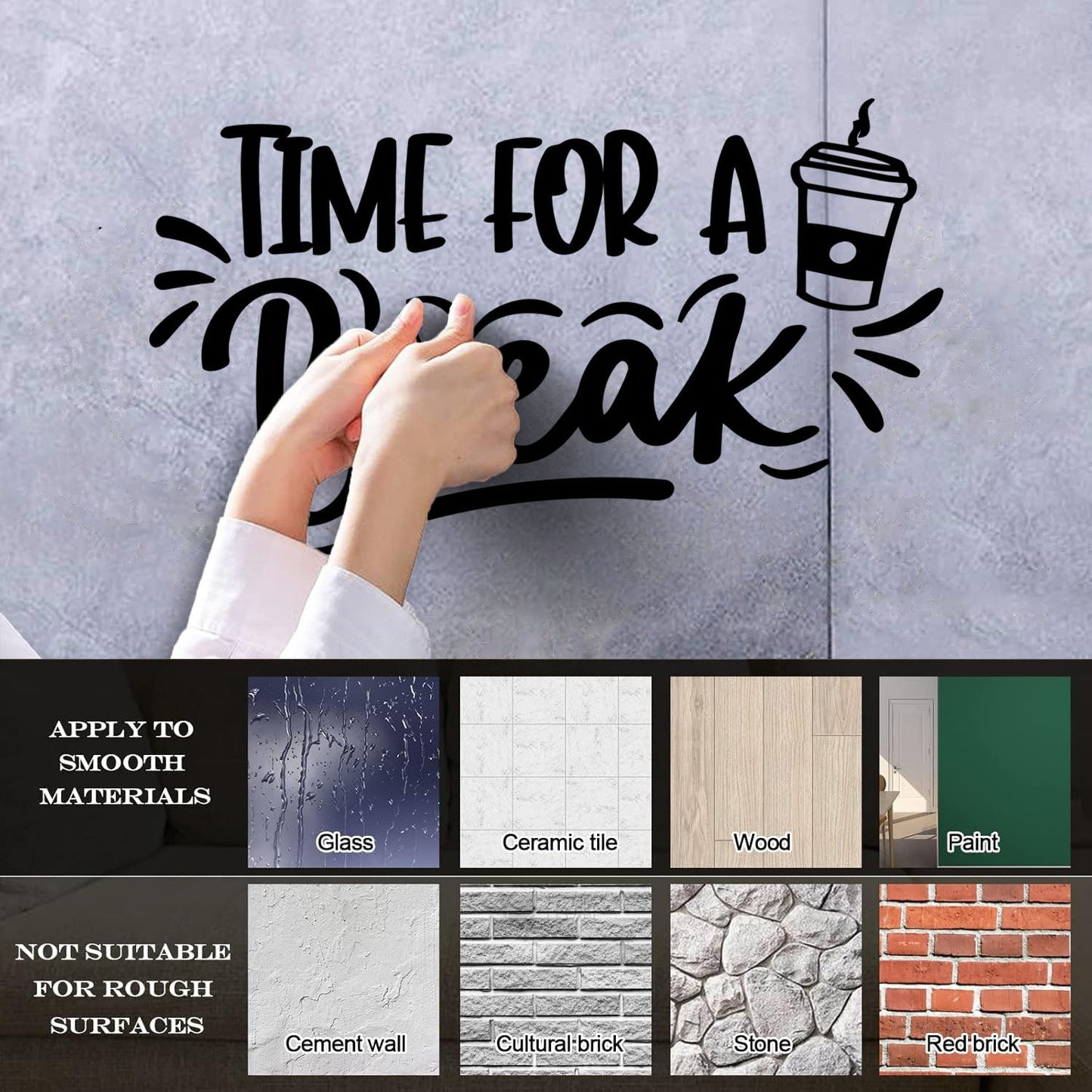 Mural And Wall Vinyl Decal Time A Break Coffee Cafe Cup Phrase Kitchen Multiple Size Options