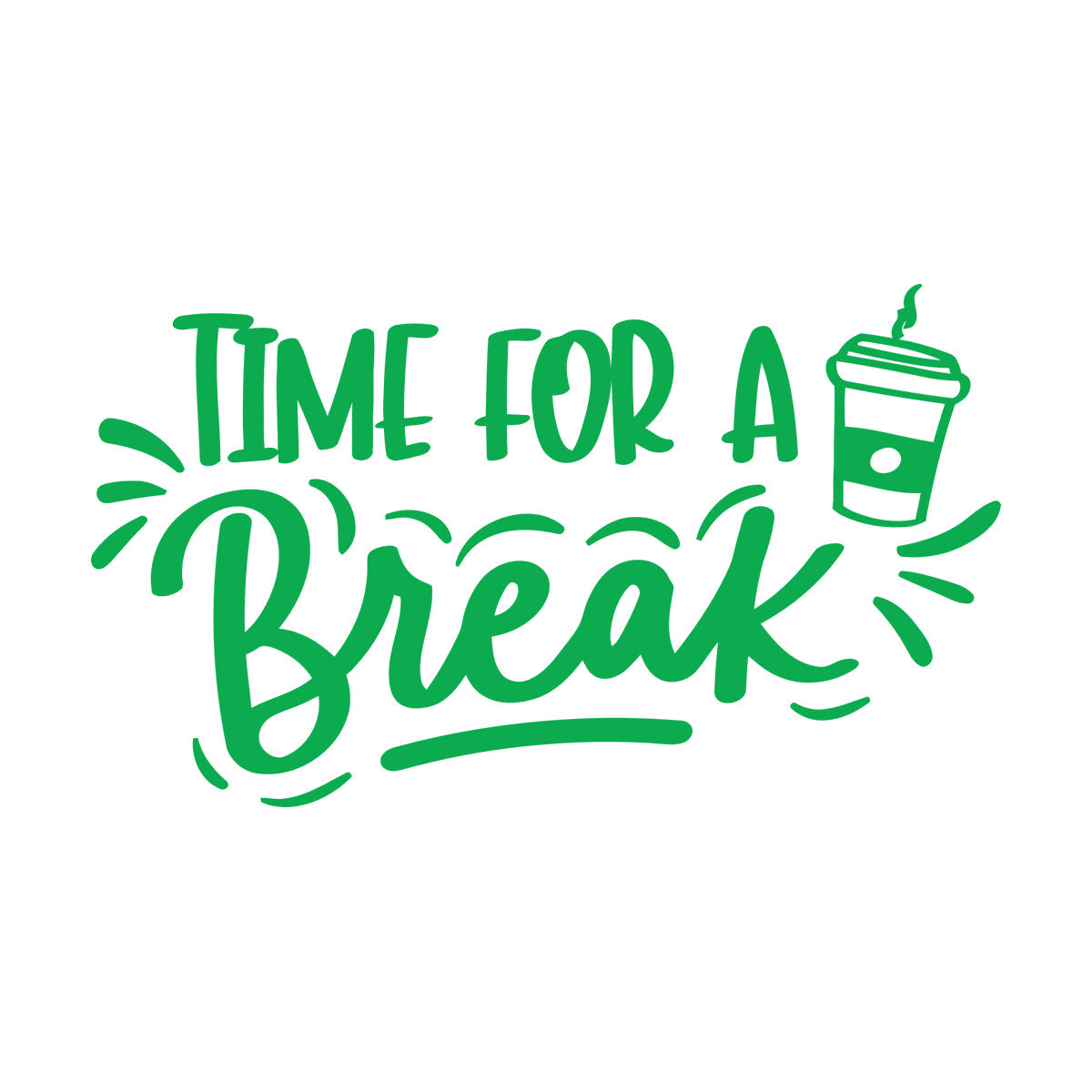 Mural And Wall Vinyl Decal Time A Break Coffee Cafe Cup Phrase Kitchen Multiple Size Options