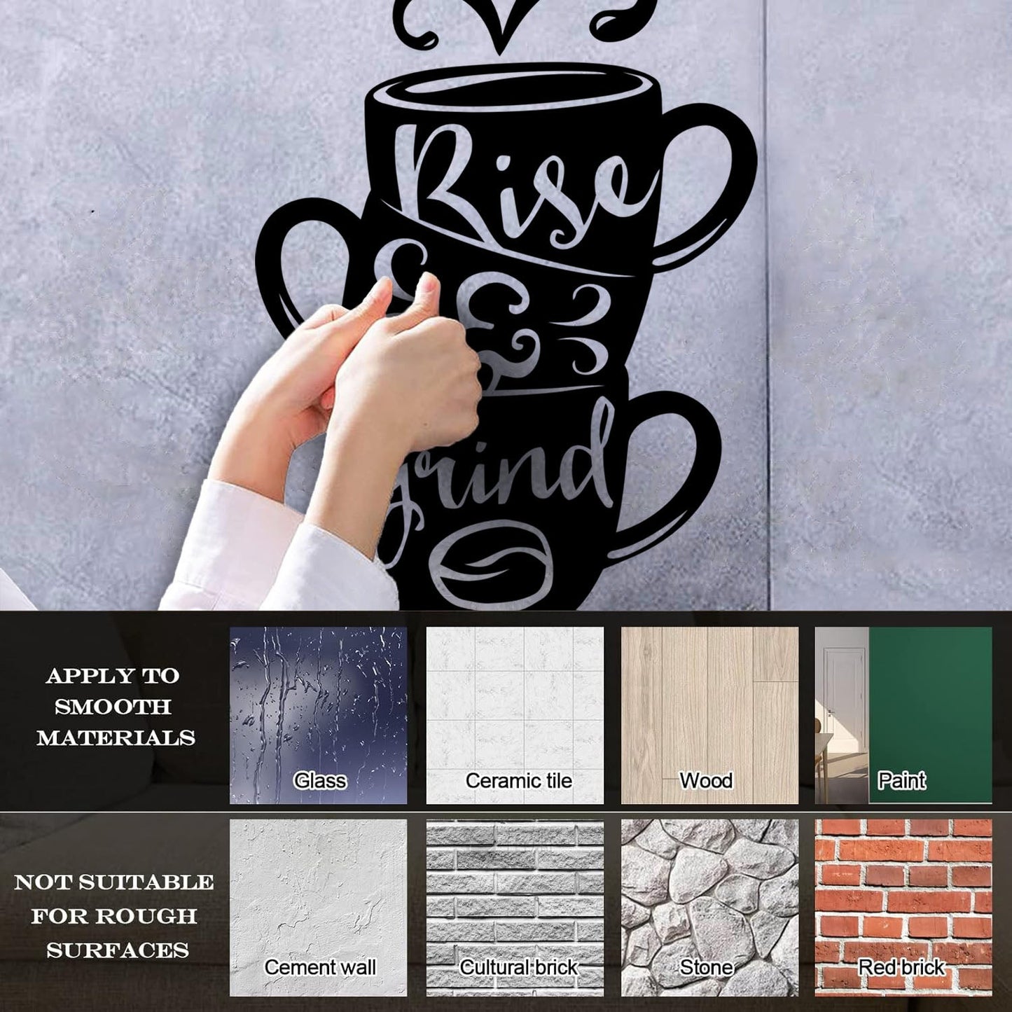 Wall Stickers Paster Paper Words On Cup Quotes About Coffee Home Waterproof