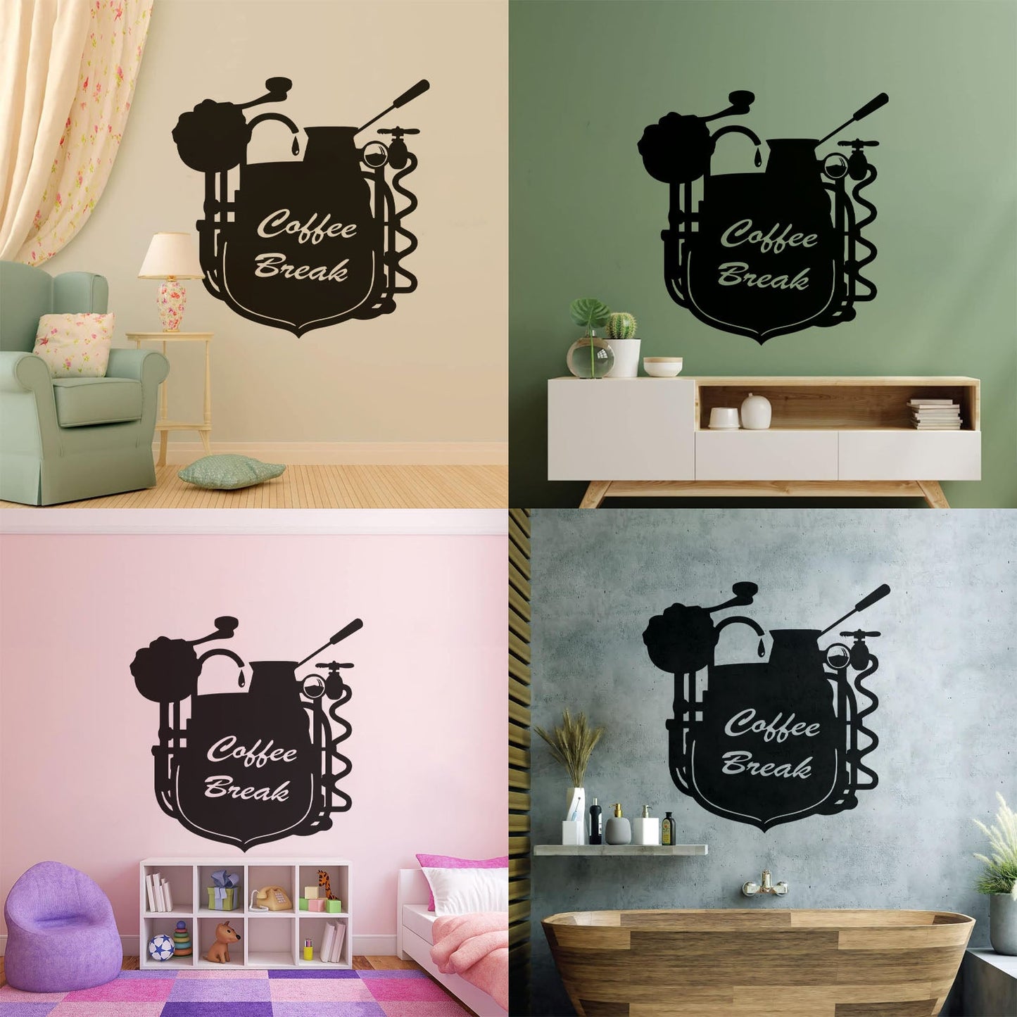 Wall Stickers Coffee Break Coffee Shop Restaurant Cafe Can Modify And Add Information